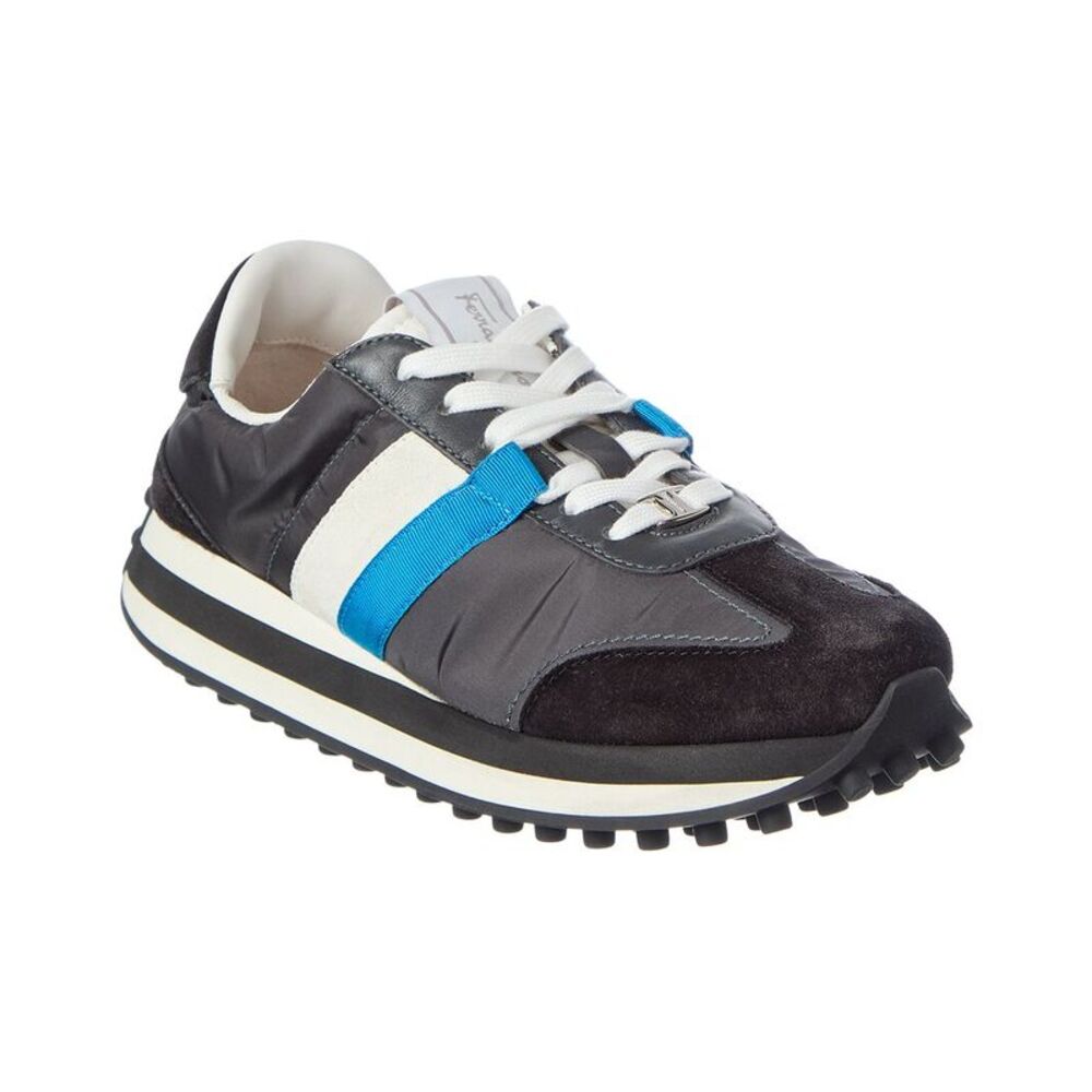 Ferragamo Leather & Suede Sneaker, Grey
